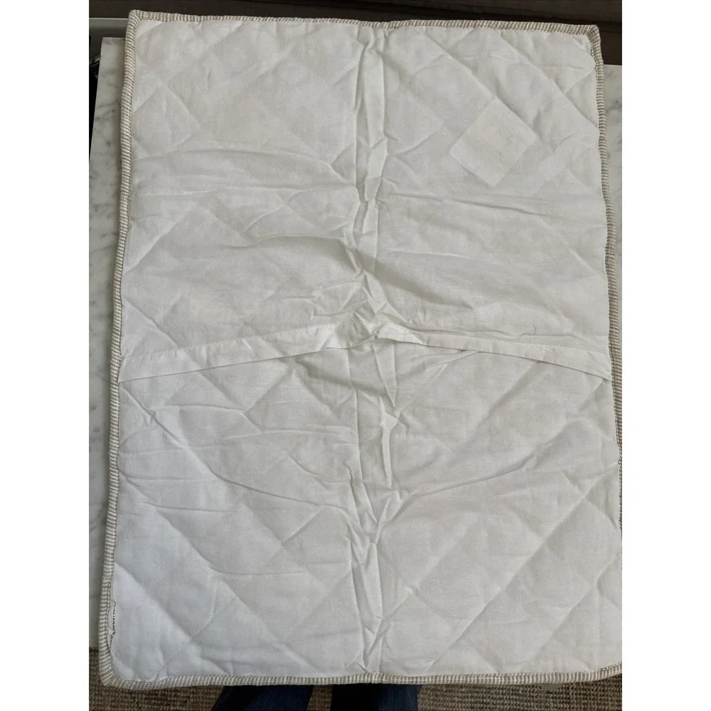 Pottery Barn Jasper Stripe Diamond Quilted‎ Shams Standard FLAX White Stripe